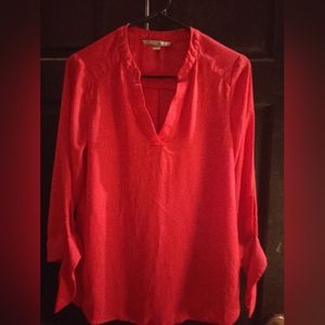 Red Chiffon Long Sleeved Top